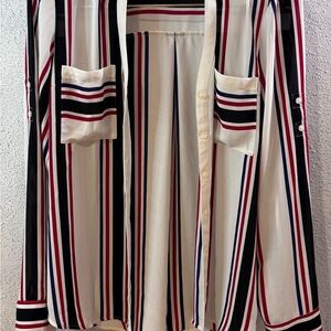 Express Portofino Shirt - Cream and Blue Stripes